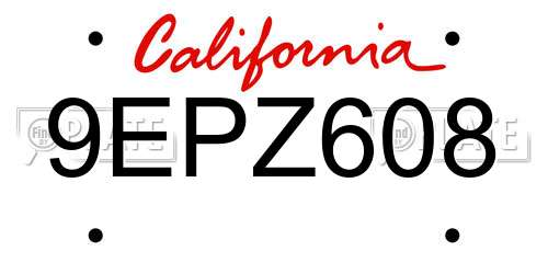 9EPZ608 California License Plate