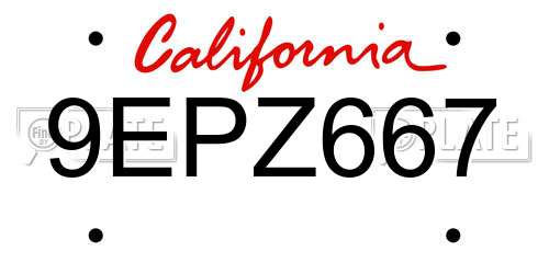 9EPZ667 California License Plate