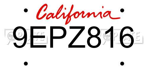 9EPZ816 California License Plate