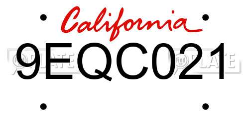 9EQC021 California License Plate