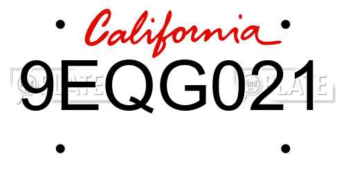 9EQG021 California License Plate