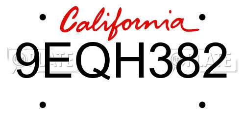 9EQH382 California License Plate