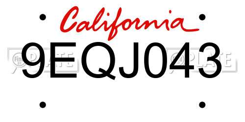 9EQJ043 California License Plate