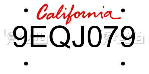 9EQJ079 California License Plate
