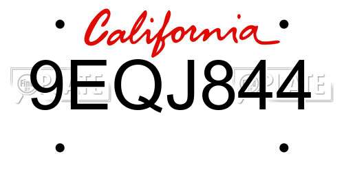 9EQJ844 California License Plate