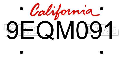 9EQM091 California License Plate