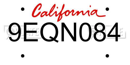 9EQN084 California License Plate