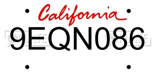 9EQN086 California License Plate