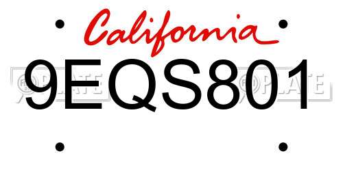 9EQS801 California License Plate