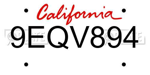 9EQV894 California License Plate
