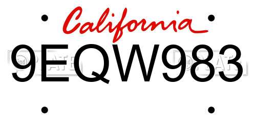 9EQW983 California License Plate