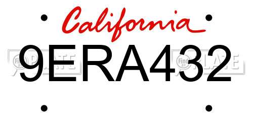 9ERA432 California License Plate