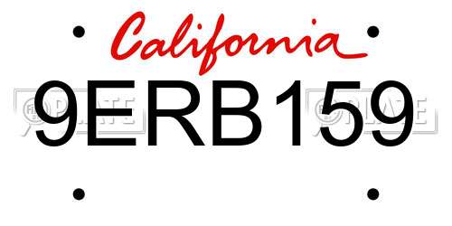 9ERB159 California License Plate