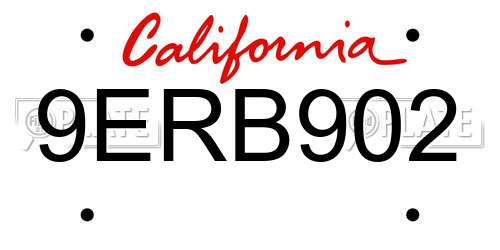 9ERB902 California License Plate