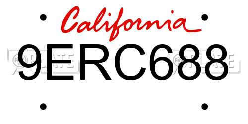 9ERC688 California License Plate