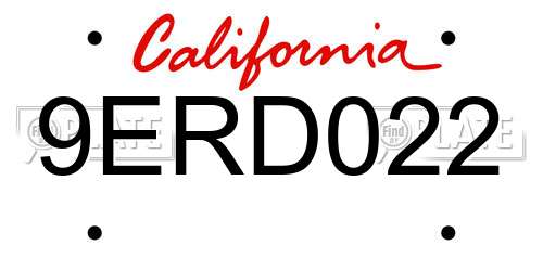 9ERD022 California License Plate