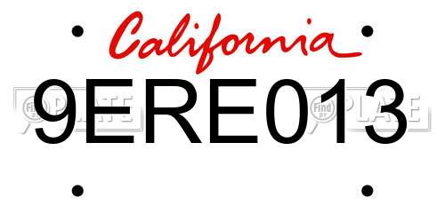 9ERE013 California License Plate