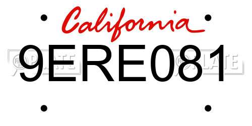 9ERE081 California License Plate