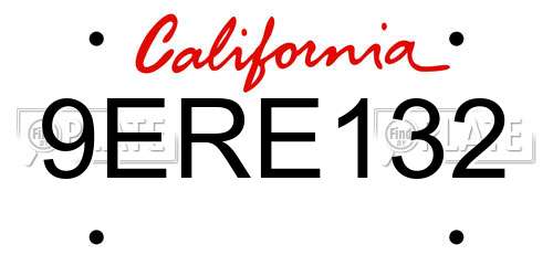 9ERE132 California License Plate