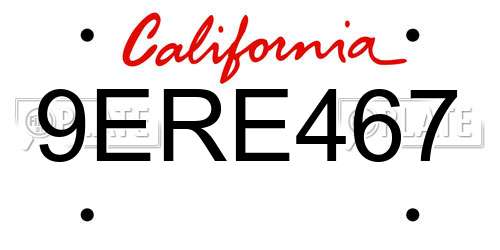 9ERE467 California License Plate