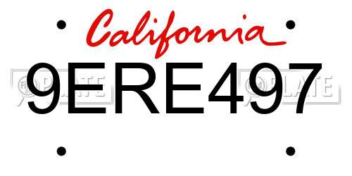 9ERE497 California License Plate