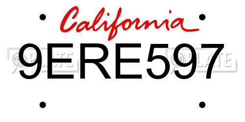 9ERE597 California License Plate