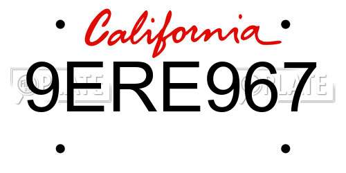 9ERE967 California License Plate