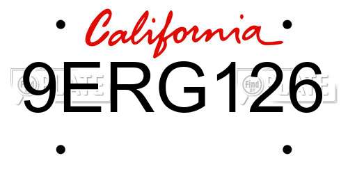 9ERG126 California License Plate