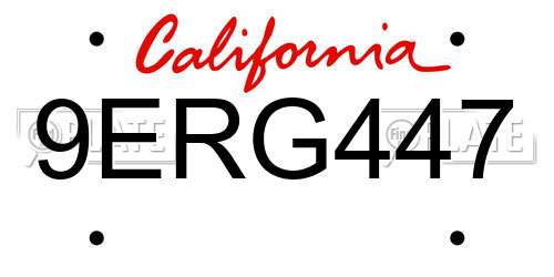9ERG447 California License Plate