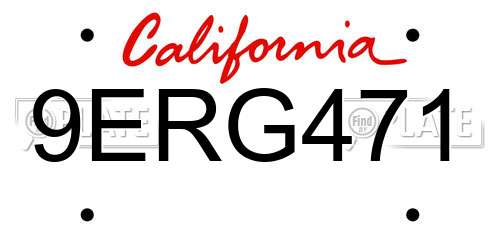 9ERG471 California License Plate