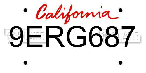 9ERG687 California License Plate