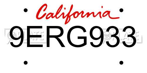9ERG933 California License Plate