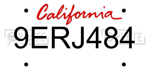 9ERJ484 California License Plate