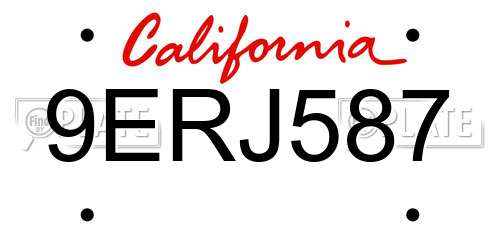 9ERJ587 California License Plate