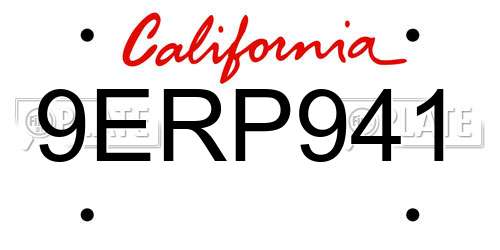 9ERP941 California License Plate