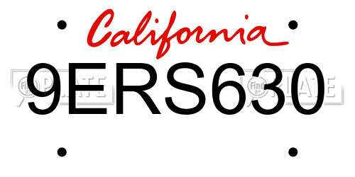 9ERS630 California License Plate