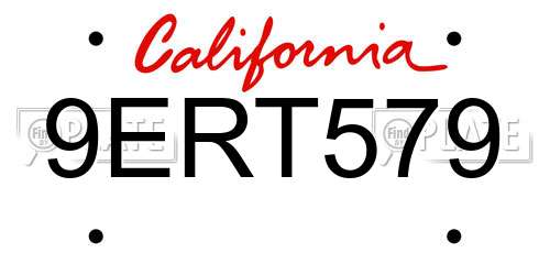 9ERT579 California License Plate