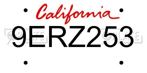 9ERZ253 California License Plate