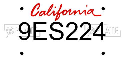 9ES224 California License Plate