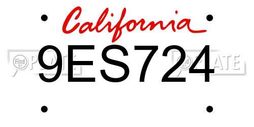 9ES724 California License Plate