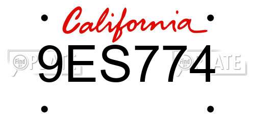 9ES774 California License Plate