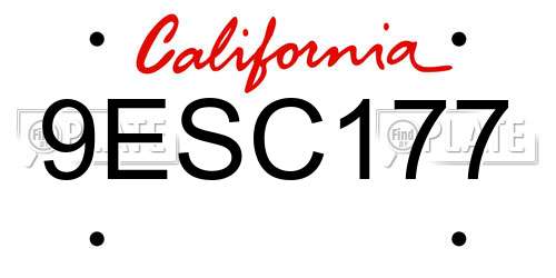 9ESC177 California License Plate