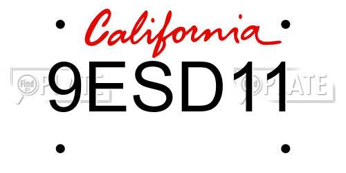 9ESD11 California License Plate