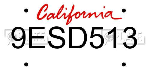 9ESD513 California License Plate