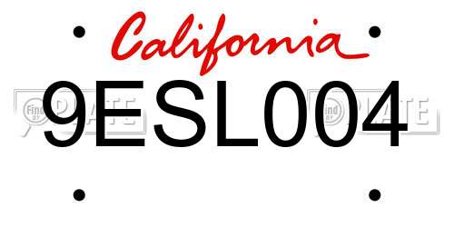 9ESL004 California License Plate