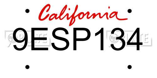 9ESP134 California License Plate