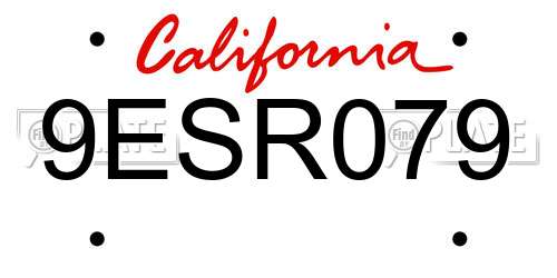 9ESR079 California License Plate