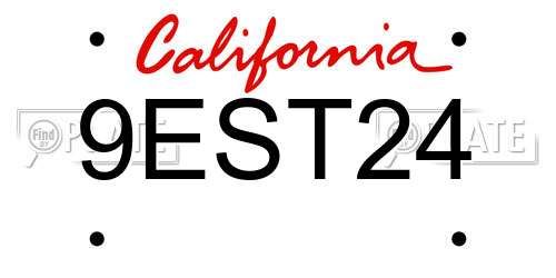 9EST24 California License Plate