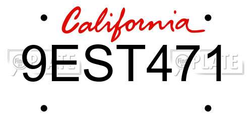 9EST471 California License Plate