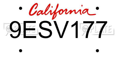 9ESV177 California License Plate